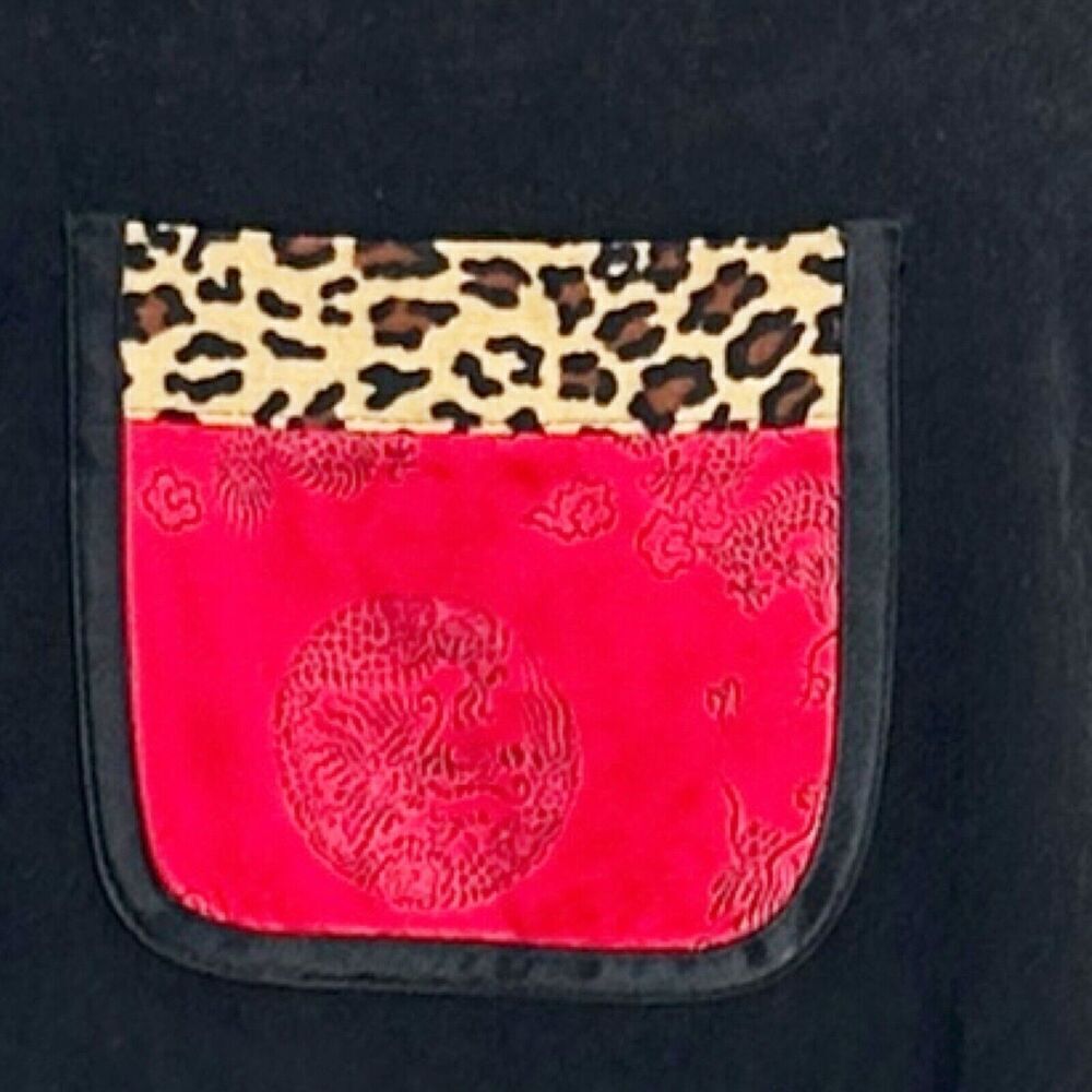 Positive Attitude Petite Maxi Dress Sz 18 Black Red Patch Microsuede VTG - Picture 3 of 11